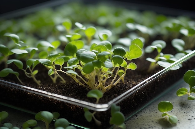 Microgreens in the greenhouse created with generative AI