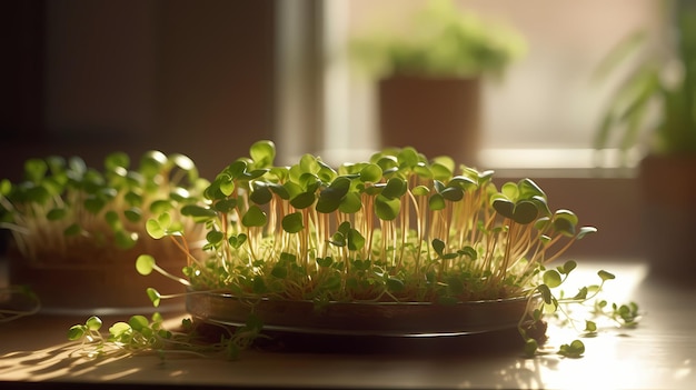 Microgreens sprouts illustration Generative AI