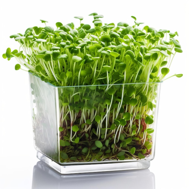 microgreens in a transparent box