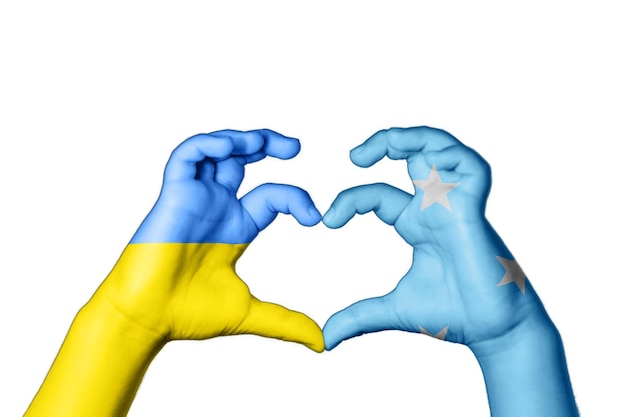 Micronesië Oekraïne Hart, Handgebaar maken van hart, Bid voor Oekraïne