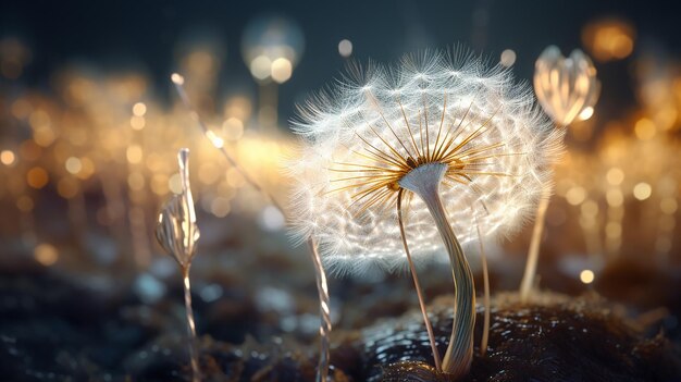 Microorganism on Top of a Dandelion Flower