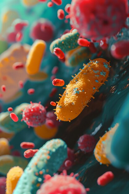 microorganisms closeup through a microscope