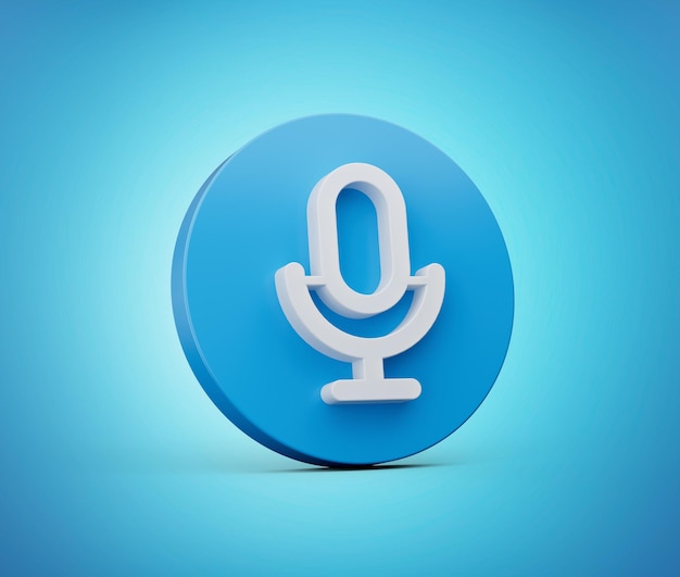 Microphone 3d in classic style on Blue background isolated 3d illustration