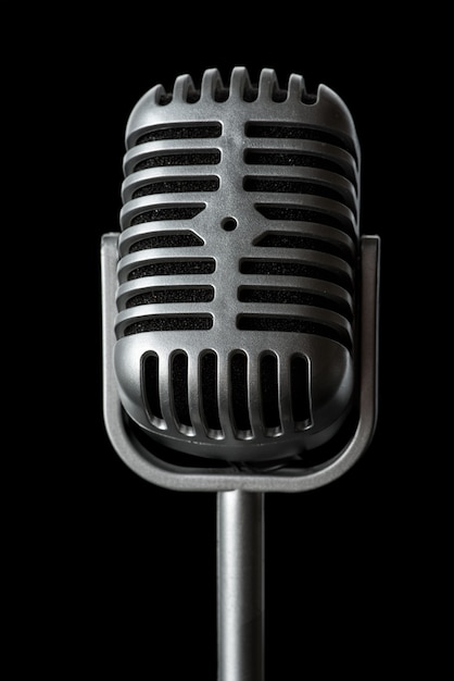 Microphone on a black space