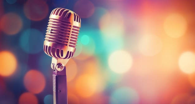 microphone and colorful bokeh lighs