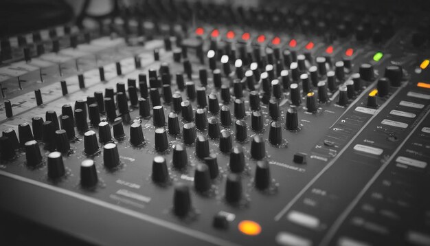 Microphone on console sound board mixer