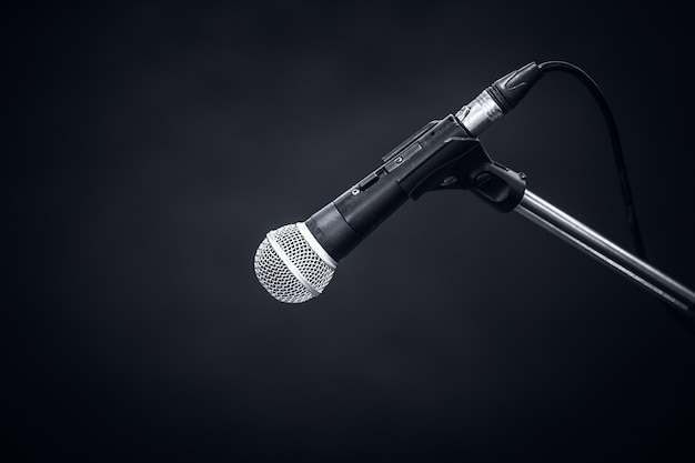 Photo microphone on dark gray background