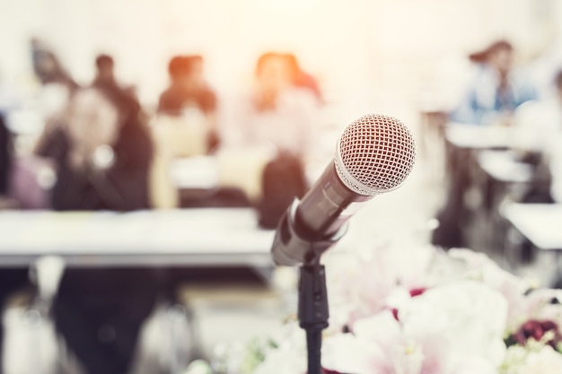 Microphone on the desk in meeting room