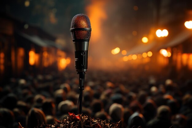 microphone in front of the crowd