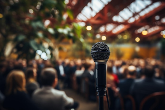 microphone in front of the crowd