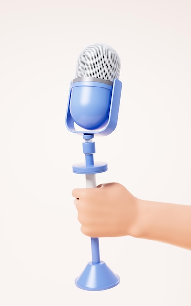 Microphone in a hand 3d rendering Digital drawing