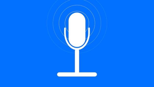 Foto iconica del microfono su sfondo blu