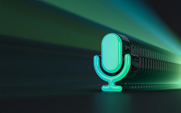 microphone iconic background sunray realistic look symbol for social banner poster 3d rendering