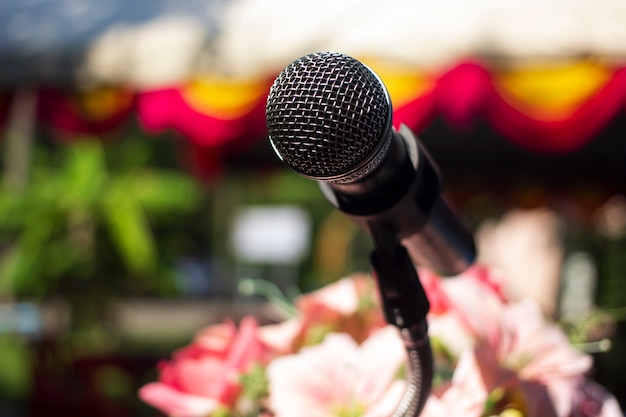 Microphone is ready for outdoor work during the day.