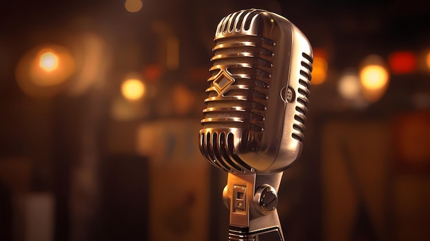 Microphone isolated on blur background