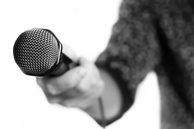 Photo microphone isolated man hand