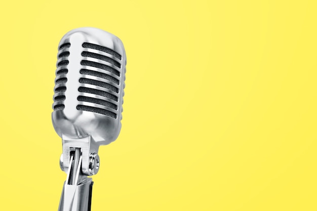 microphone isolated on Yellow background  (Mic, condencer Mic, Voice Mic, Instrument Mic,