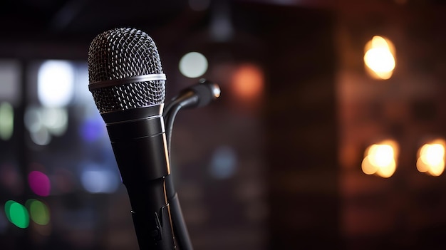 Microphone in karaoke club Illustration AI GenerativexA
