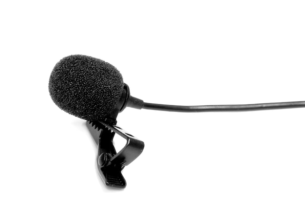 Microphone lapel or lavalier isolated on white background