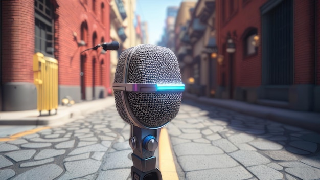 A microphone in the middle of a street