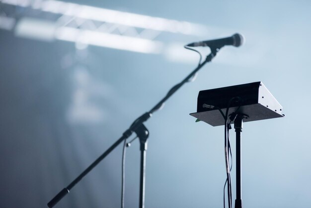 Microphone and mixer on the stage