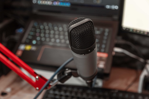 Microphone in music studio