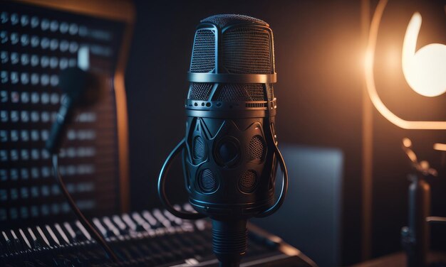 Microphone in recording music studio