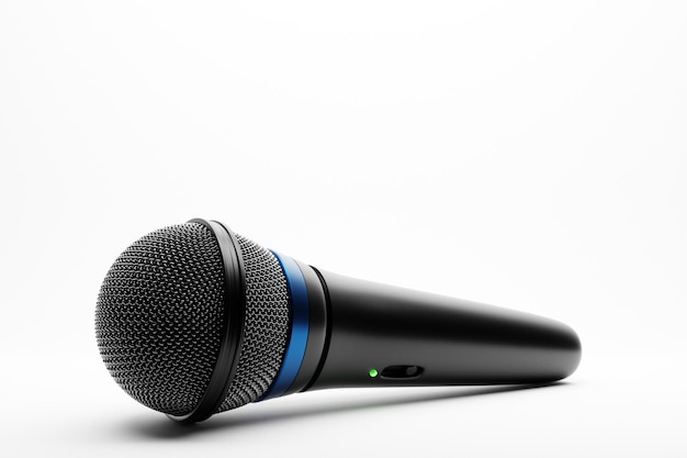 Microphone round shape model realistic 3d illustration music award karaoke radio and recording studio sound equipment