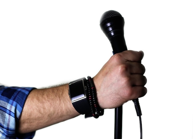 Microphone on stage hand hold