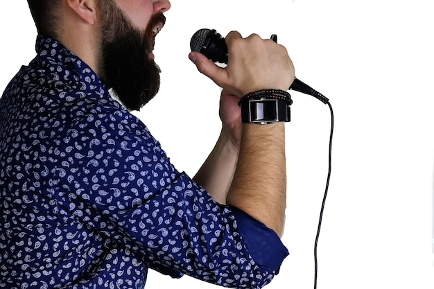 Microphone on stage hand hold