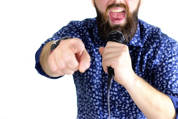 Microphone on stage hand hold