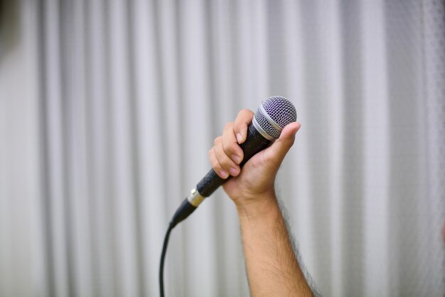 microphone on stage, speaker, conference