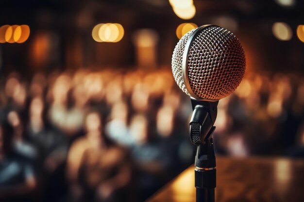 Photo microphone on stage with lights