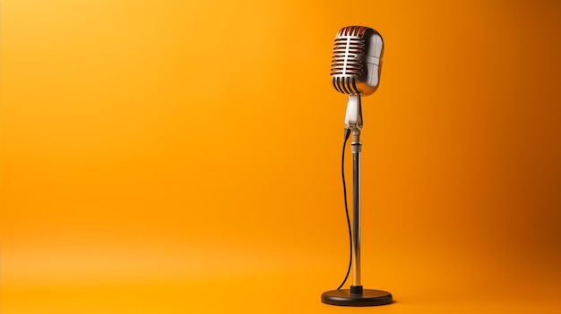 Photo microphone stand in the comedy club banner with place for text