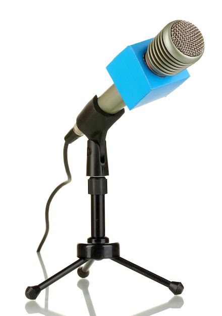 Microphone on stand isolated on white