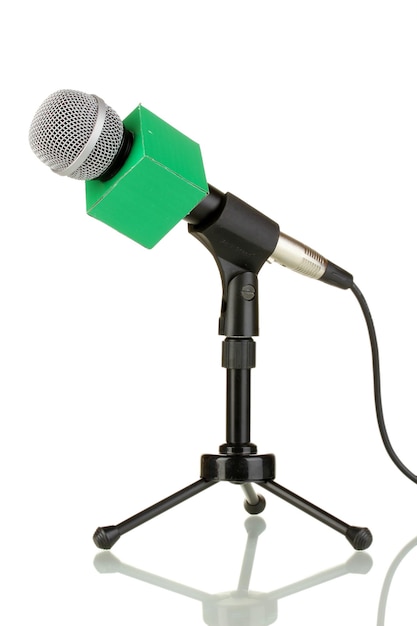 Microphone on stand isolated on white