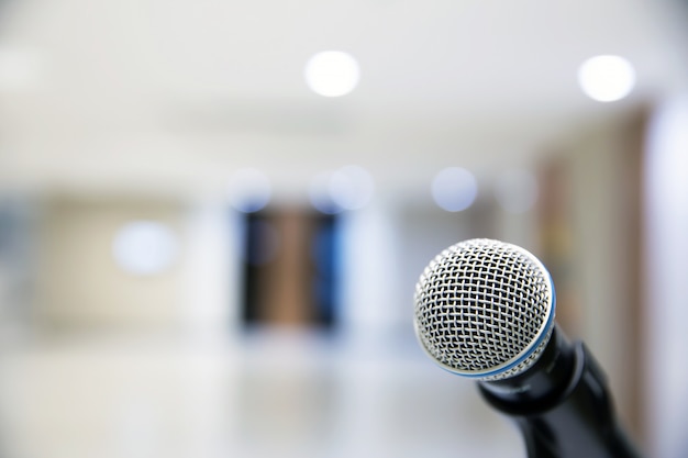 Microphone on the stand for public speaking.