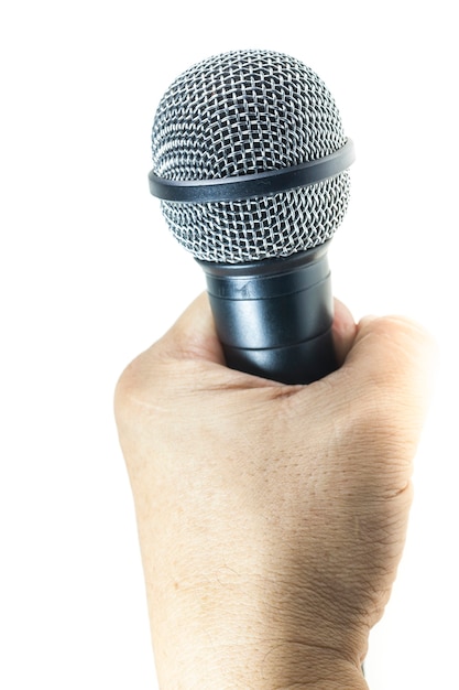 Microphone on white background.