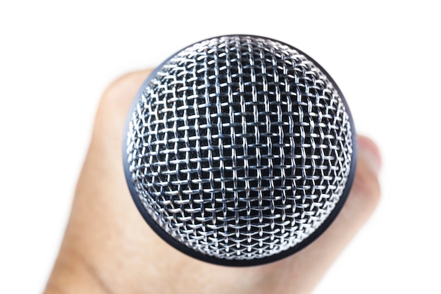 Photo microphone on white background.