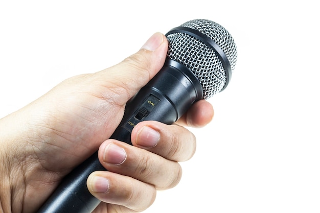 Microphone on white background.