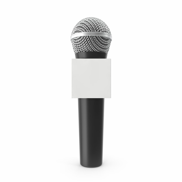 Microphone with blank space box isolated on white