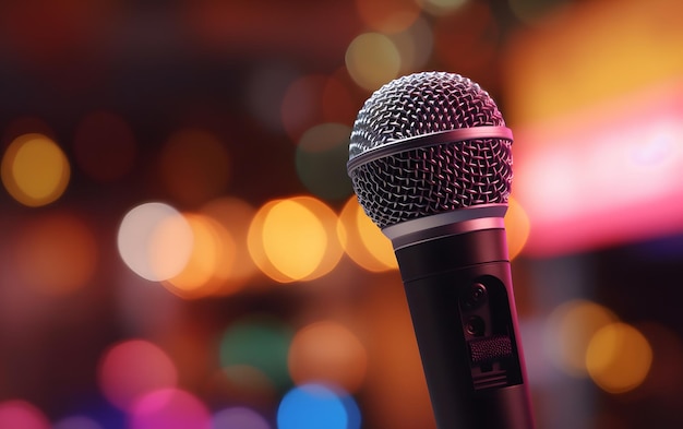 A microphone with a blurry background