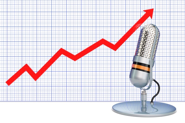 Microphone with growing chart 3D rendering