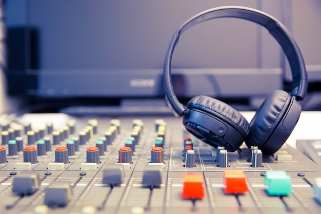 Microphones and Headphone at Control Room.