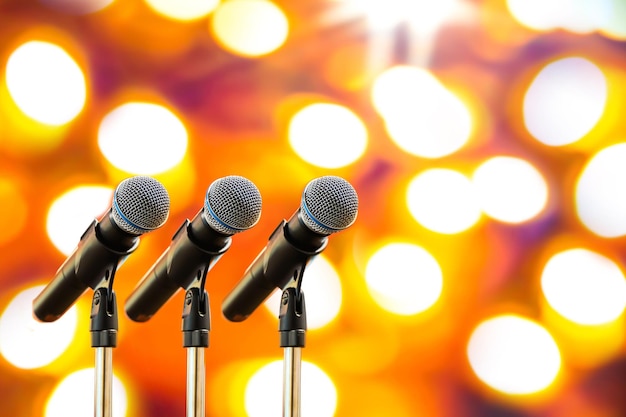 Photo microphones for public speaking and press conference background