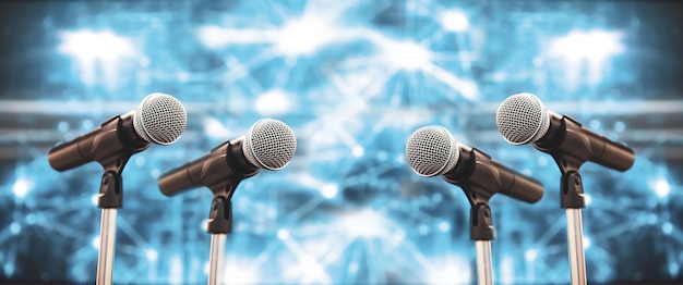 Photo microphones for public speaking and press conference background