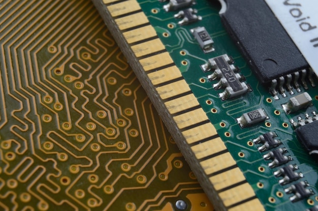 Microprocessor on the background of the microcircuit of the motherboard