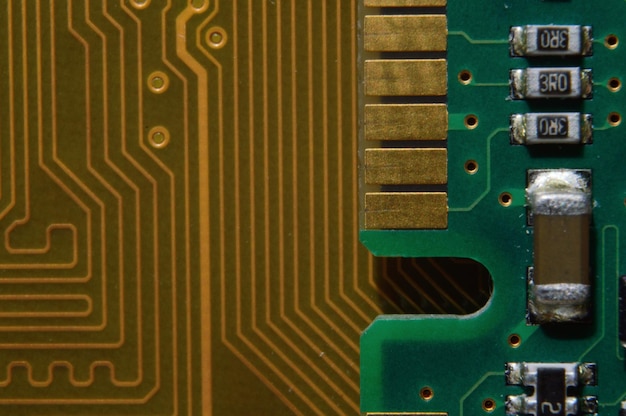 Microprocessor on the background of the microcircuit of the motherboard