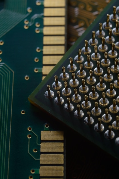 Microprocessor on the background of the microcircuit of the motherboard