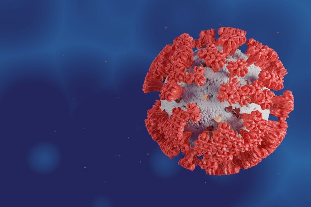 Microscope cell of Corona Virus or Covid 19 for health care and medical concept, 3d illustration